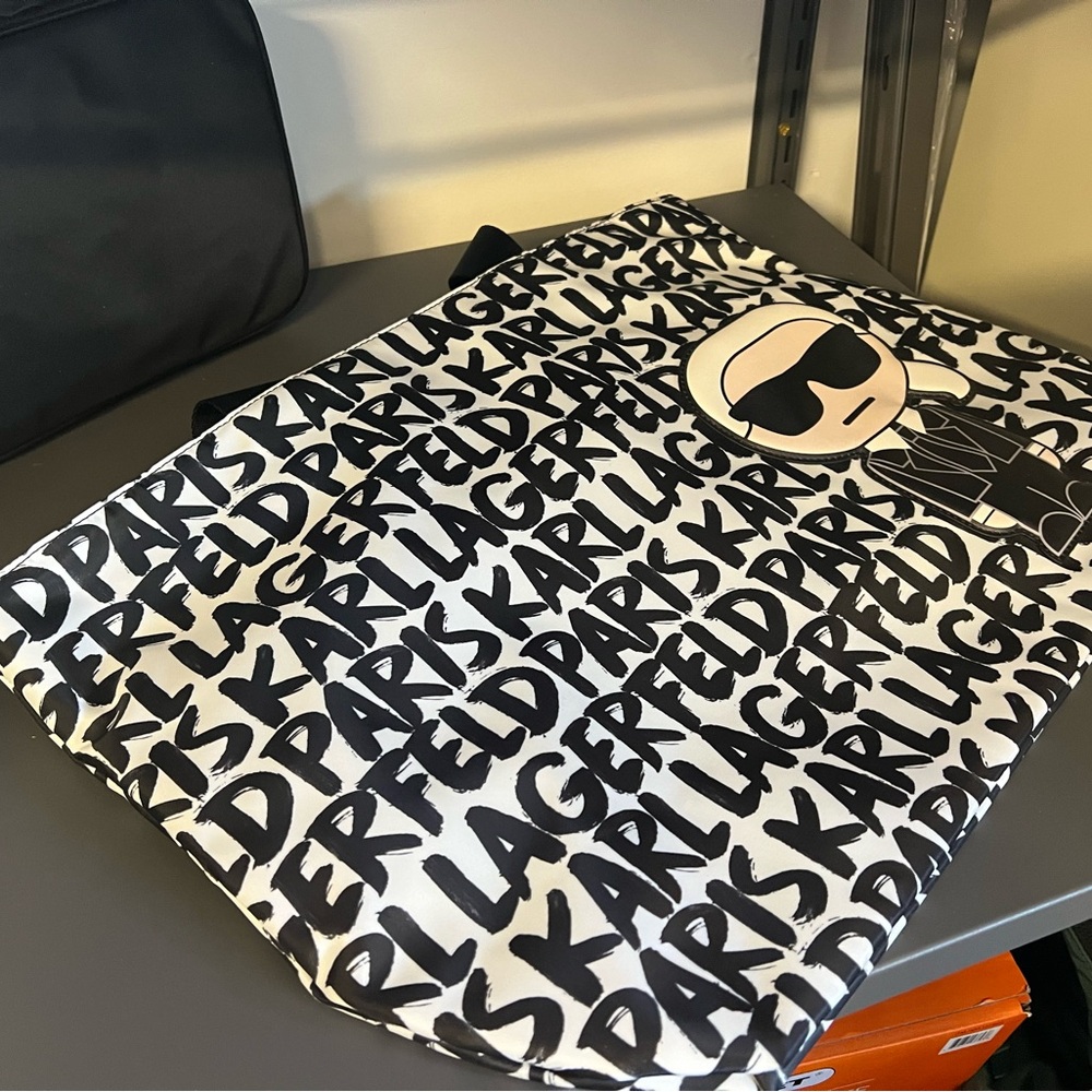Karl Lagerfeld Black and White Tote Bag